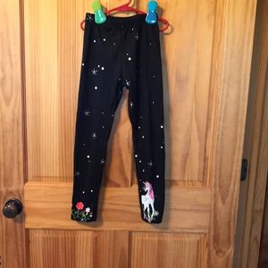 Fleece lined fairy tail unicorn girls leggings